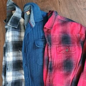 Lot Of Three Mens Woolrich Flannel Shirts